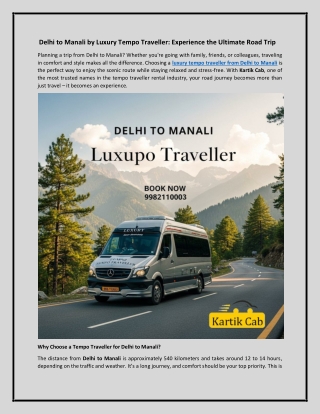 Delhi to Manali by Luxury Tempo Traveller: Experience the Ultimate Road Trip