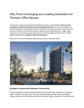 Premium Office Spaces in Pune by Top Developer ANP Corp