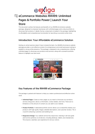 eCommerce Websites RM499_ Unlimited Pages & Portfolio Power _ Launch Your Store