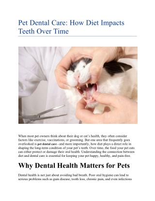 Pet Dental Care-How Diet Impacts Teeth Over Time