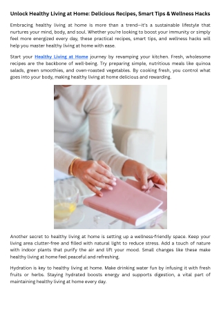 Unlock Healthy Living at Home Delicious Recipes, Smart Tips & Wellness Hacks