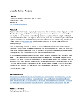 Mercedes Sprinter Van Limo