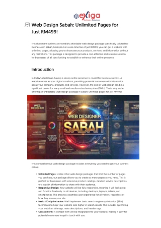 Web Design Sabah_ Unlimited Pages for Just RM499!