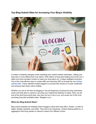 Top Blog Submit Sites for Increasing Your Blog's Visibility