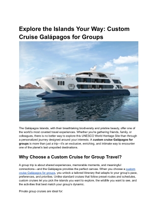 custom cruise Galápagos for groups