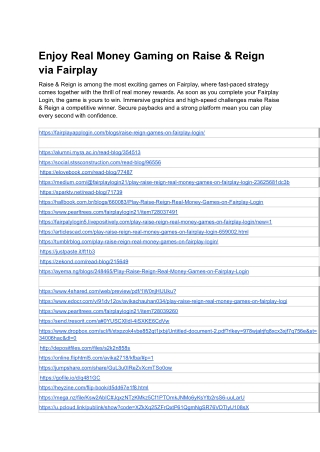 Enjoy Real Money Gaming on Raise & Reign via Fairplay