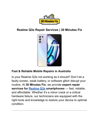 Realme Q3T Phone Screen Repair Near Me – 30 Minutes Fix