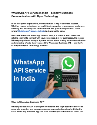 WhatsApp API Service in India – Simplify Business Communication with Opus Technology