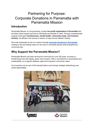 Corporate Donations in Parramatta with Parramatta Mission