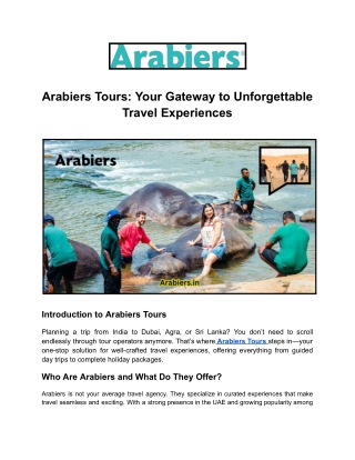 Arabiers Tours_ Your Gateway to Unforgettable Travel Experiences