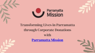 Transforming Lives in Parramatta  through Corporate Donations with Parramatta Mission
