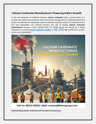 Calcium Carbonate Manufacturers Powering India's Growth