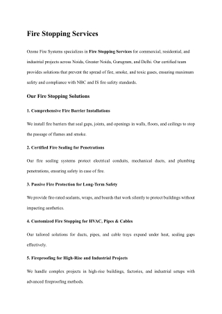 Fire Stopping Services