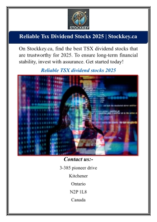 Reliable Tsx Dividend Stocks 2025 | Stockkey.ca