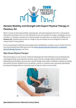 Outpatient Physical Therapy Paramus