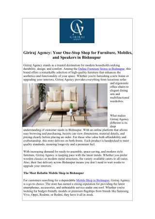 Shop Now from Top Online Furniture Stores in Bishnupur at Giriraj Agency