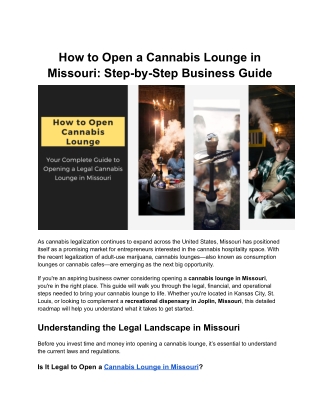 Missouri Cannabis Lounge Startup Guide (2025): From Licensing to Launch