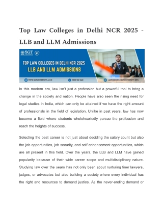 Top Law Colleges in Delhi NCR 2025 - LLB and LLM Admissions