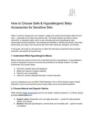 How to Choose Safe & Hypoallergenic Baby Accessories for Sensitive Skin