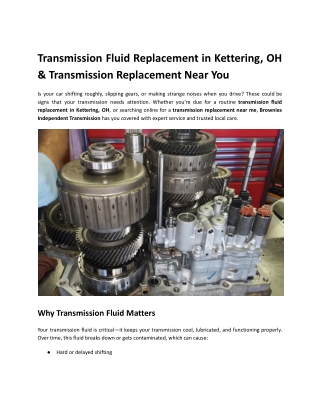 Transmission Fluid Replacement in Kettering, OH & Transmission Replacement Near You