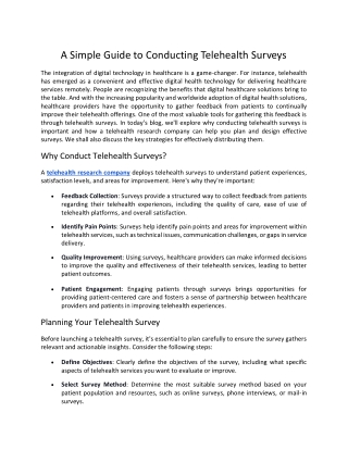A Simple Guide to Conducting Telehealth Surveys