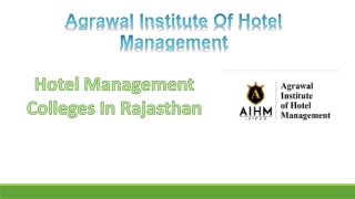 Hotel Management Colleges in Rajasthan
