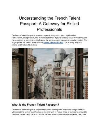 Understanding the French Talent Passport_ A Gateway for Skilled Professionals