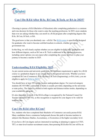 Can I Do B.Ed After B.Sc, B.Com, B.Tech, or BA in 2025