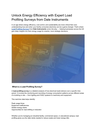 Unlock Energy Efficiency with Expert Load Profiling Surveys from Dale Instruments