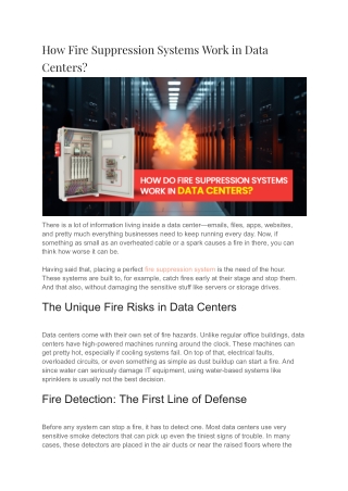 How Fire Suppression Systems Work in Data Center