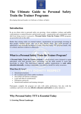 The Ultimate Guide to Personal Safety Train the Trainer Programs