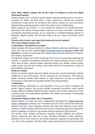 What Makes Digital Academy 360 the Best Value for Students to Learn the Digital Marketing Program