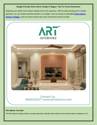 Budget-Friendly Home Interior Design In Nagpur Tips For Every Homeowner