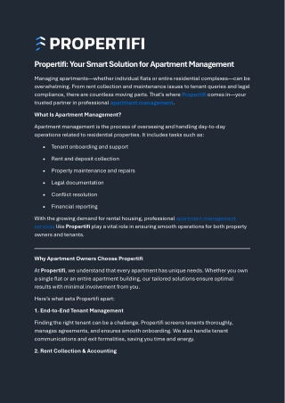 Propertifi Your Smart Solution for Apartment Management