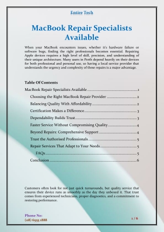 MacBook Repair Specialists Available