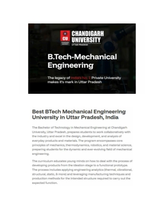 BTech Mechanical Engineering at Chandigarh University UP