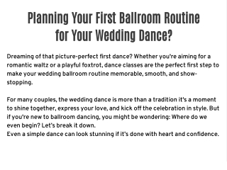 Planning Your First Ballroom Routine for Your Wedding Dance?