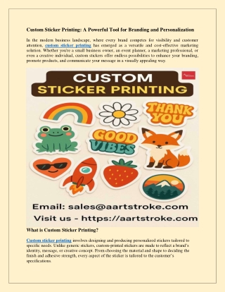 Custom Sticker Printing A Powerful Tool for Branding and Personalization