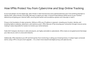 How VPNs Protect You from Cybercrime and Stop Online Tracking