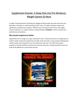 Supplement Smarter A Deep Dive into Pre-Workouts, Weight Gainers & More