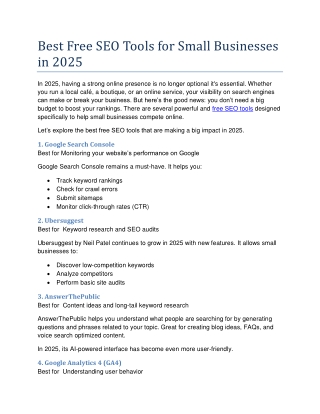 Best Free SEO Tools for Small Businesses in 2025