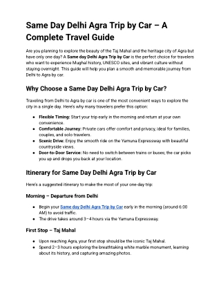 Same Day Delhi Agra Trip by Car – A Complete Travel Guide