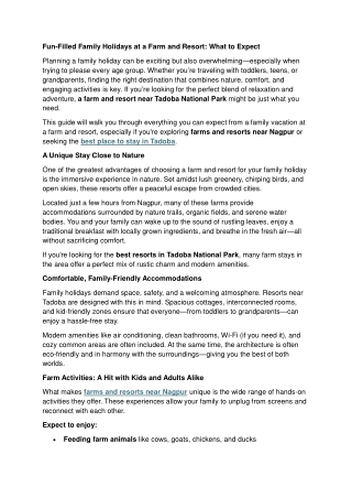 Fun-Filled Family Holidays at a Farm and Resort, What to Expect