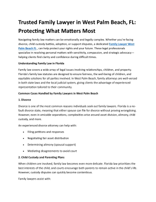 Trusted Family Lawyer in West Palm Beach