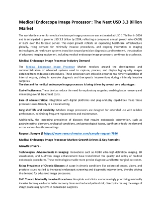 Medical Endoscope Image Processor Market Size & Share Report, 2034