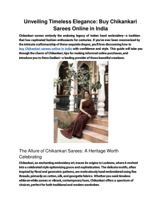 Unveiling Timeless Elegance_ Buy Chikankari Sarees Online in India