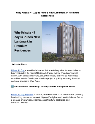 Krisala 41 Zoy Hinjewadi – Premium 2 & 3 BHK Homes
