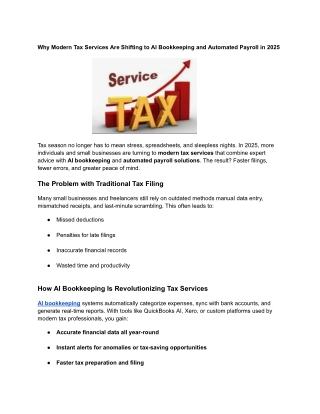Why Modern Tax Services Are Shifting to AI Bookkeeping and Automated Payroll in 2025