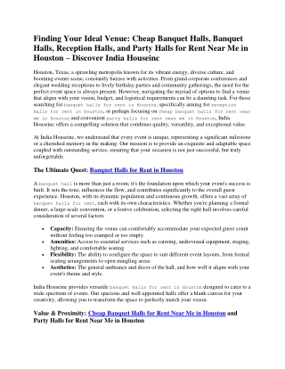 Finding Your Ideal Venue Discover India Houseinc