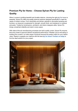 Premium Ply for Home – Choose Sylvan Ply for Lasting Quality
